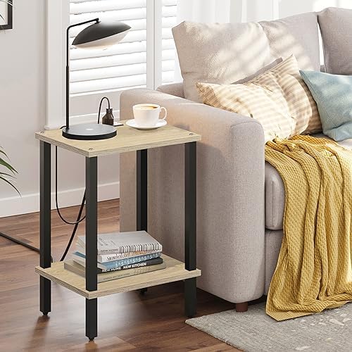 TUTOTAK End Table with Charging Station, Side Table Set of 2, Nightstand - Image 2