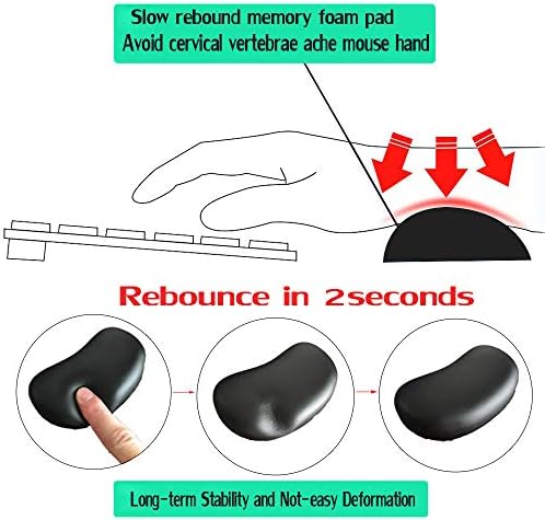 Ergonomic Wrist Rest Pad Memory Foam Mouse Pad Anti-Skid Mousepad Support Wrist Rest Mat Ergonomic Office Healthy for PC Computer Laptop Desktop (2pack) - Image 4