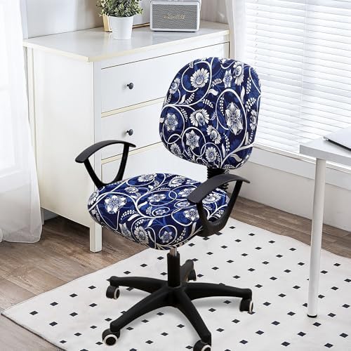Smiry Stretch Printed Office Computer Desk Chair Covers for Seat & Backrest | Stretch Fit, Soft Fabric Universal Washable Removable, Anti-Dust Rotating Chair Slipcovers Protector - Image 2