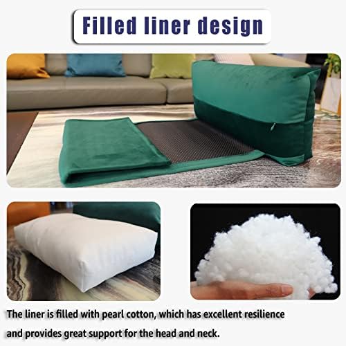 Non-Slip Head Pillow for Recliners - Neck Support Cushion with Velvet Cover for Pain Relief at Home, Office and Travel (Green) - Image 5