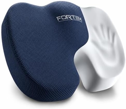 FORTEM Seat Cushion, Office Chair Cushion for Tailbone Sciatica Pain Relief | Memory Foam Pillow for Car | Ergonomic Design | Washable Cover | Non Slip | Blue by FORTEM