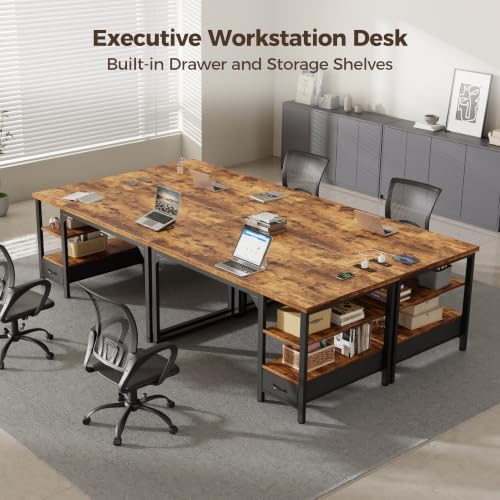 Mericonia 48" Reversible Computer Desk with Drawer, 1.2" Thick Office Desk - Image 7