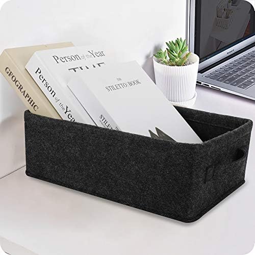 Long Gray Storage Baskets Narrow Storage Basket Organizer Storage Bins for Small Toys Keys Make Up Hair Cosmetic Drawer Home Decor Storage Basket Decorative Storage Bin - Image 6