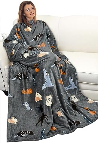 Catalonia Wearable Blanket with Sleeves for Women & Men, Fleece Wrap Throw by Catalonia