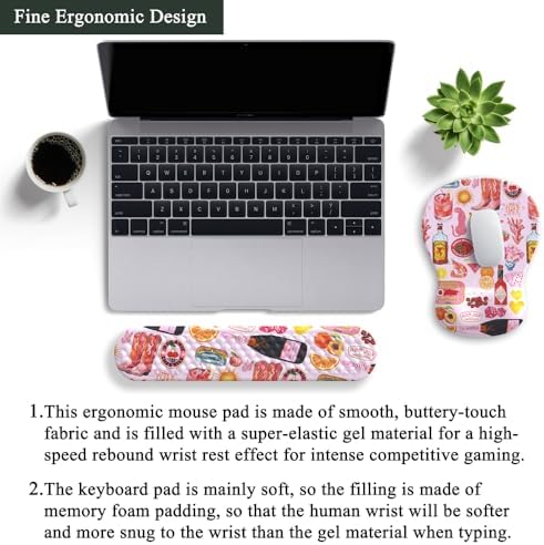 Cute Pink Mouse Pad and Keyboard with Wrist Rest Ergonomic Aesthetic Gaming Mouse Pads, Best Desk Decor Office Cute Pink Desk Accessories Mouse Pad with Wrist Rest, Vacation Style Soft Gel Material - Image 4