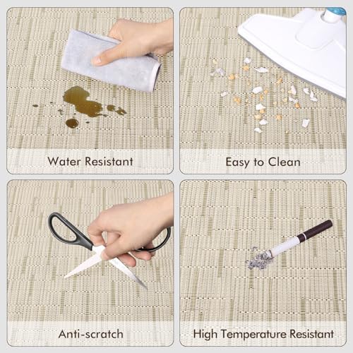 Blvornl Office Chair Mat for Hardwood Floor, Computer Chair Mat, 47.2"x 60" | Light Brown, Waterproof, easy to clean, suitable for hardwood, laminate, Rattan Woven Pattern, Durable Solid PVC Material - Image 4