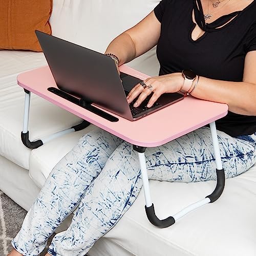 Mind Reader Lap Desk Laptop Stand, Bed Tray, Folding Legs, Couch Table, Portable, MDF, 23.25" L x 13.75" W x 10.5" H, Pink - Image 6