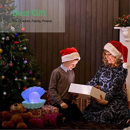LKUA Shell Pearl Beach Themed Night Light, RGB 8 Colors Changing Mood Shell Pearl Lamps, Bedside LED Clamshell Portable Night Lights for Bar (Green) - Image 4