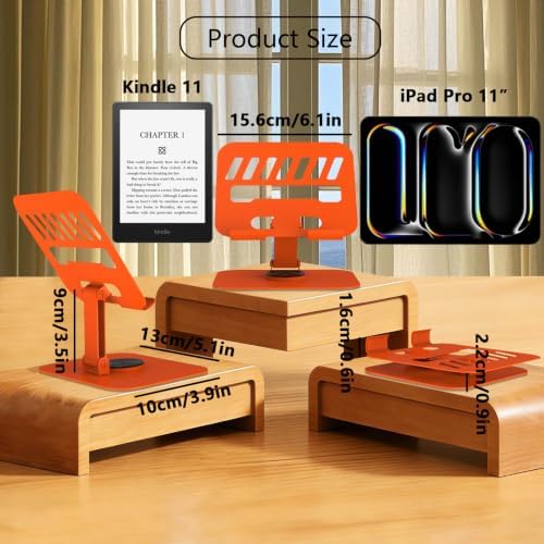 Metal Tablet Stand Holder Adjustable for iPad Kindle Tab, Orange - Image 3