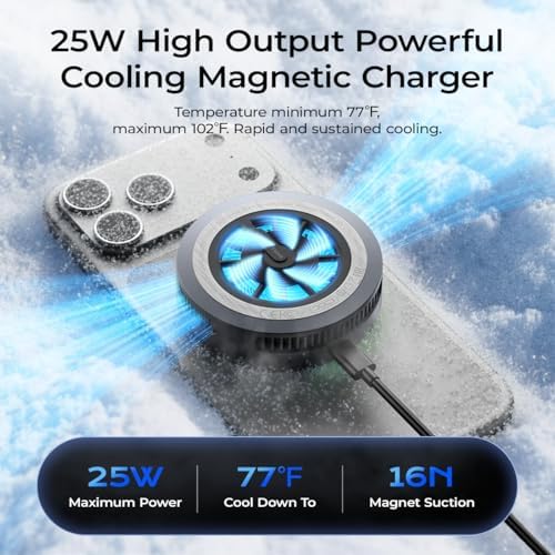 Qi2.2 Wireless Charger【25W Fast Charging+Cooling Fan】 Magnetic Charger Pad with 2 Modes,LED Light Phone Holder Fast Charging Compatible with iphone17/16/15/14/13/12 Series (with 45W Adapter) - Image 2