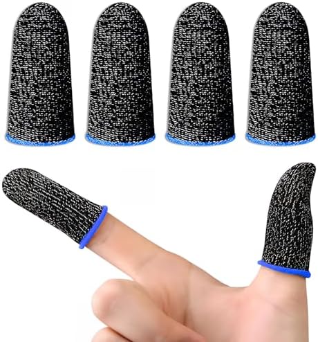 6 Pack Finger Sleeves for Gaming Compatible with All Touchscreen Devices Smooth Feel Anti-Sweat Extremely Thin Blue Edge by Qiifaiikooii