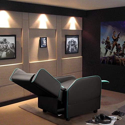 BOSSIN Gaming Recliner Chair for Adults 400lbs Racing Style Sofa Big and Tall PU Leather Recliner Seating, Modern Ergonomic Lounge Comfortable Home Movie Theater for Living Room(Cyan) - Image 3