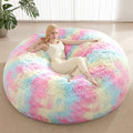 Bean Bag Cover (No Filler), Faux Fur Beanbag Chairs Covers Only, Stuffed Animal Storage Bean Bag, Giant Washable Beanbag Cover Without Filling, 6FT, Rainbow by ODreamyDogs