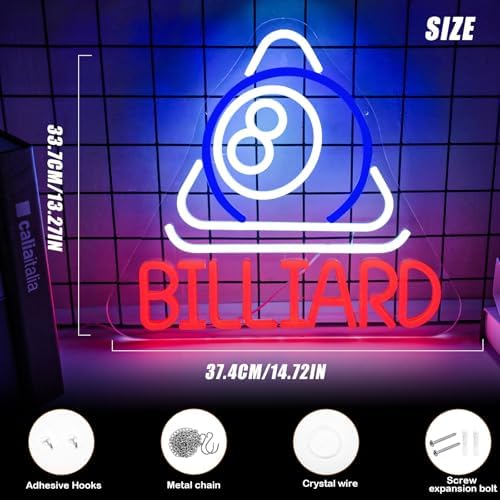 Billiard Neon Sign Pool Table Wall Decor LED Lights for Pool Room Decor - Image 2