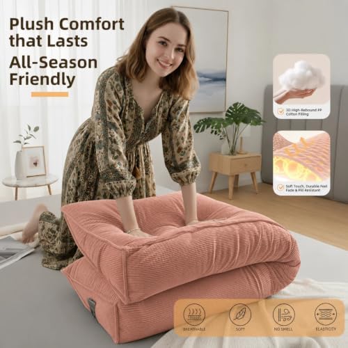 Wedge Reading Pillow Headboard Queen Size, Headboard Bolster Pillow for Bed, Triangular Backrest Cushion with Removable Corduroy Cover, Pink - Image 6