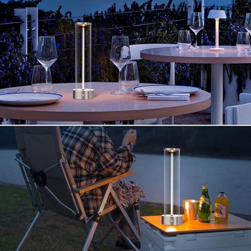 HAPYGI Mini Minimalist Tabe Lamp with Breathing Effect, Cordless LED Desk Lamp Rechargeable Modern Night Lights Portable Lamps for Gaming, Bedroom, Living Room, Kitchen, Bar, Restaurant (Sliver) - Image 3