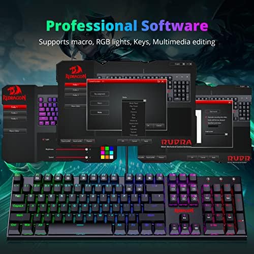 Redragon Mechanical Gaming Keyboard with Red Switches, Wired Keyboard Mechanical with RGB Backlit, Fully Progammable, Durable Aluminum Frame, Anti-Ghosting for PC Windows Mac, K565, Black - Image 3