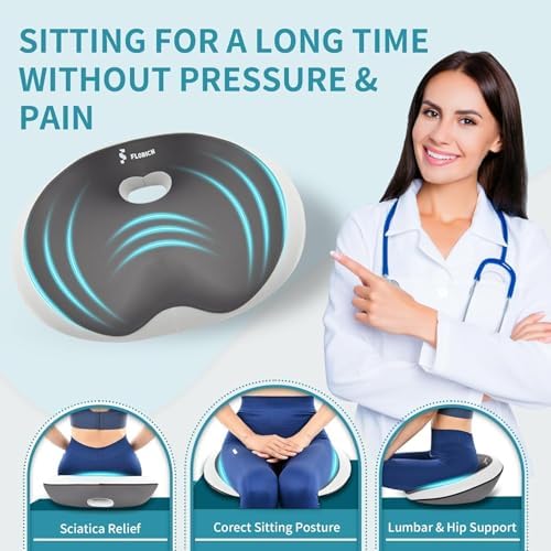 FLORICH Seat Cushion and Lumbar Support Pillow for Office Chair Car Neck Headrest Pillow Memory Foam Seat Pads Pressure Relief Back Cushion and Carseat Pads(Grey) - Image 4