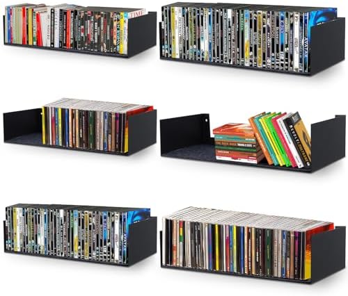 U Shape Floating Shelves Wall Mount Metal Bookshelf CD DVD Storage Display Shelves, Black Set of 6 by Patioer
