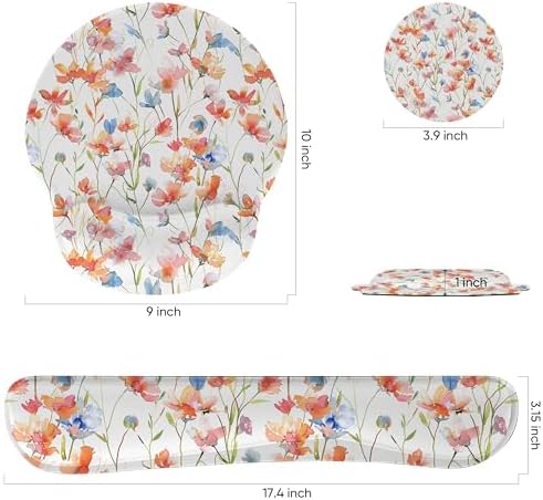 RICHEN 3 PCS Computer Mouse Pads for Desk with Coaster Set, Non-Slip Keyboard Wrist Rest and Mouse Pad Set, Ergonomic Design (YKMWR-52) - Image 3