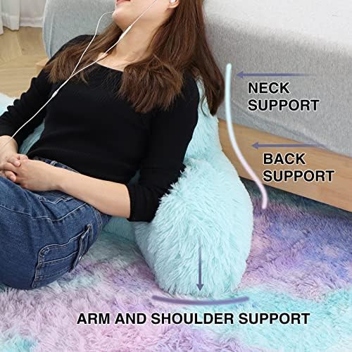 A Nice Night Faux Fur Reading Pillow Bed Wedge Large Adult Children Backrest with Arms Back Support for Sitting Up in Bed / Couch for Bedrest,Gray (Standard) - Image 5