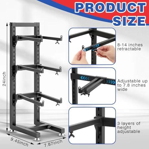 AceOrbit Rc Car Stand 5 Layer Adjustable Wall Mount Car Display Rack with Screws Crawler 8" x 9" x 24" Storage System for 1/10 1/12 1/18 1/24 1/32 Multiple Scale Cars/Trucks Stand Shelf(Black) - Image 3