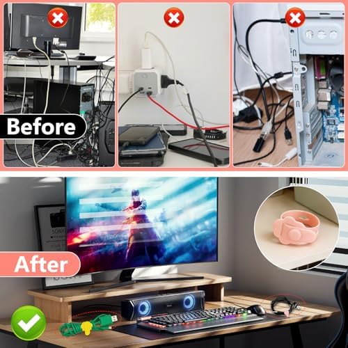 75 Pcs Silicone Cable Ties, Reusable Cable Straps Wire Organizer. - Image 6