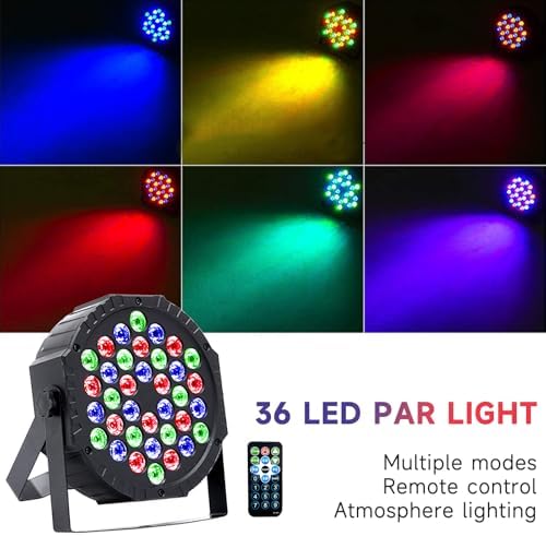 Strobe 36 DJ LED Par Light,RGB Party Lights with Sound Activated Remote DMX Control DJ Dance Uplighting for Christmas Halloween Wedding Party Disco Club Stage Bar Lighting (4 Packs) - Image 2