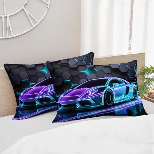 HOSIMA Race Car Queen Bedding Sets for Boys,1 Fitted Sheet+2 Pillowcases. - Image 7