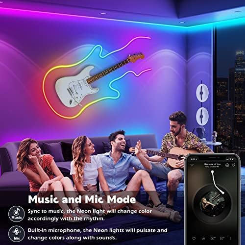 32.8Ft Neon Rope Lights,Flexible Led Rope Lights Control with App/Remote,Multiple Modes RopeLights,IP65 Outdoor RGB Led Neon Lights NonWater Resistant,Music Sync Gaming Led NeonLight Strip - Image 5