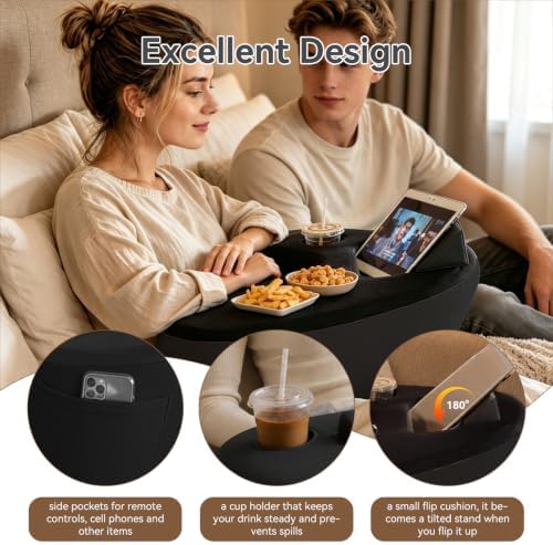 Lap Desk Pillow for Laptop, Large Gaming Pillow for Adult, Black - Image 5