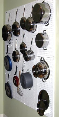 Wall Control Kitchen Pegboard Organizer Pots and Pans Storage Rack Organization Kit with White Pegboard and Blue Accessories - Image 3