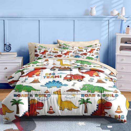 Nesker Twin Comforter Set for Boys, 5 Pieces Dinosaur Bedding for Kids - Image 2