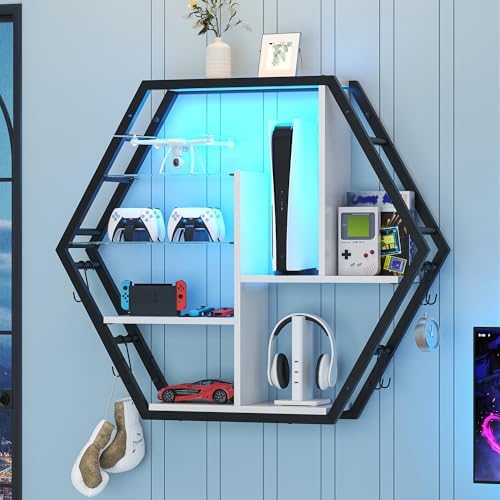 kepptory 39 inch Large Gaming Floating Shelves with LED Lights - Image 3