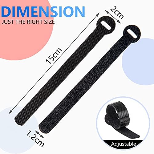 60x Cable Management Ties, Cord Wraps Black 6 Inches, Reusable Tidy Wire Ties for Cords, PC, TV, Computer & Desk - Image 2