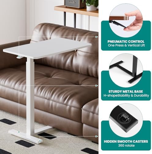 OLIXIS Bedside Table, Mobile Standing Desk, Bed Table for Apartment - Image 4