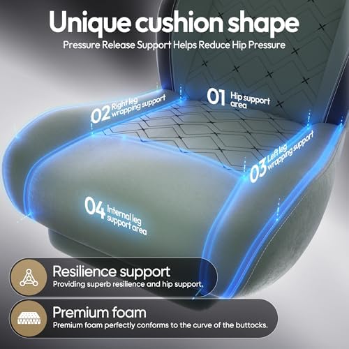 Dowinx Gaming Chair with Heated Massage Lumbar Support,Big and Tall Fabric Gaming Chairs for Adults with Footrest, Ergonomic Computer Game Chair with Poket Spring Cushions, 350lbs, Green - Image 5
