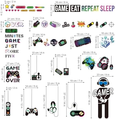 decalmile Gamer Gaming Controller Eat Sleep Game Boys Wall Decals Stickers - Image 4