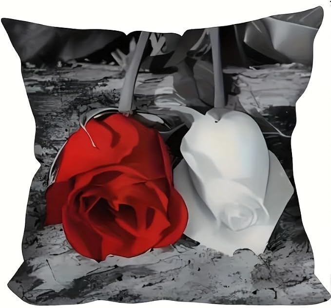 4pcs Romantic Red Rose Decorative Throw Pillow Case - Perfect for Valentine's Day, Home, Bedroom, Living Room More!Single-sidedPrinting Without Insert, Short Plush Material，Pillow Covers 18x18 - Image 6