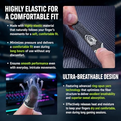 TALONGAMES Mobile Gaming Finger Sleeves, 8 Pack 0.3mm Silver Fiber Thumb Sleeves, High Sensitivity Touch, Anti-Sweat, Smooth Glide, Breathable Finger Cots for Mobile Gaming, FPS, Rhythm Games (White) - Image 3