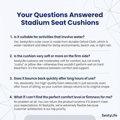 Extra Thick Stadium Seat Cushion - Bleacher Seat Cushion, Stadium Cushion | Waterproof, 2.8" Bleacher Cushions for Adults, Lightweight Stadium Seat Pad, 2-Pack Gray Portable Seat Cushion with Handle - Image 2