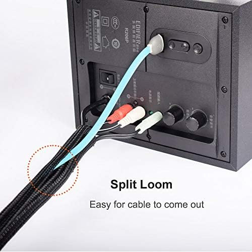 ZhiYo 6.6ft - 4/5 inch Cable Sleeve, Cord Wrap Wire Protector Tubing for Pets, PC Cable Wrap, Computer Cable Management Sleeve - Black - Image 3