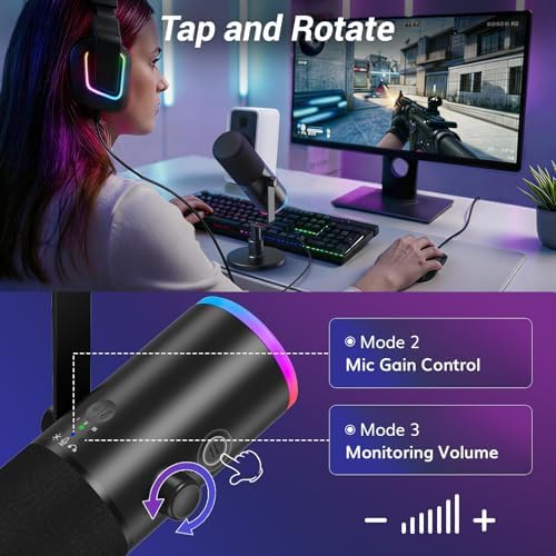 TONOR Dynamic Gaming Microphone XLR/USB Mic with AI Noise Cancellation - Image 5