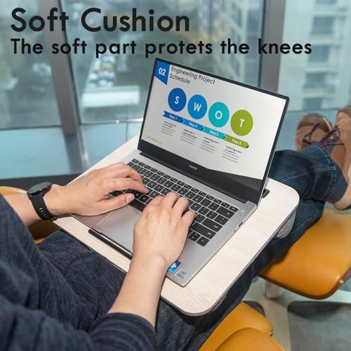 Portable Laptop Desk Fits Up to 16“ Laptops, with Tablet Slot, Built-in Cushion, Great for Home & Office,Lap Desk for Laptop,Lap Desk with Cushion (Light Wood, Medium) - Image 7