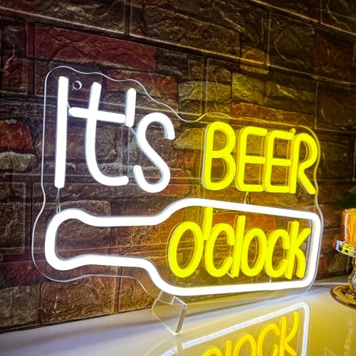 Mutank It'S Beer O'Clock Neon Sign, Beer Neon Light USB Powered LED Dimmable, for Bar Game Room Nightclub Restaurant Beer Sign Men'S Cave Garage Court Decor(15.7 * 9.8 In) - Image 2