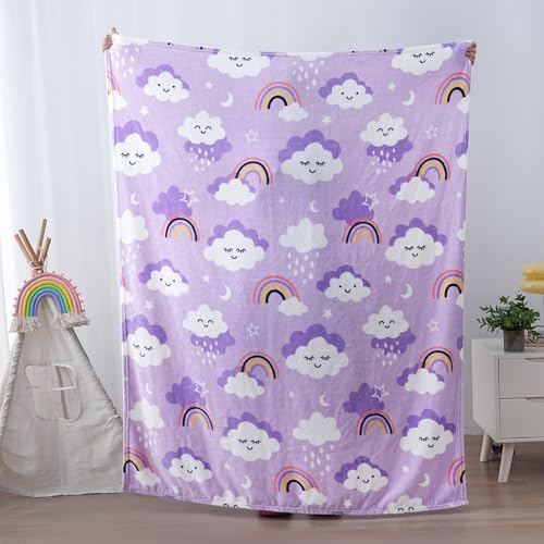 SOCHOW Cute Cloud Print Fleece Throw Blanket, Purple 50 x 60 Inches - Image 7