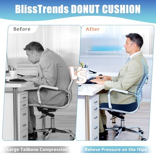 BlissTrends Donut Pillow Seat Cushion, Memory Foam Lifting Cushions | Donut Chair Cushions for Postpartum Pregnancy&Hemorrhoids,Tailbone Pain Relief Cushion for Office&Home Chairs(XX-Large, Blue) - Image 5