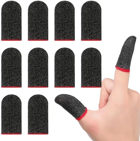 10 Pack Gaming Finger Sleeves, 0.3mm Silver Fiber dedales Gamer, Smooth Operation, Anti-Sweat, Extremely Thin,Maximum Touch Response,Comfortable fit, Fit Mobile Phone Tablet Devices by Vesslam