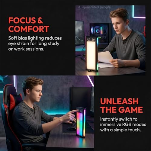Light Bar Desk Lamp with Music Sync & RGB Ambient Lighting - Image 5