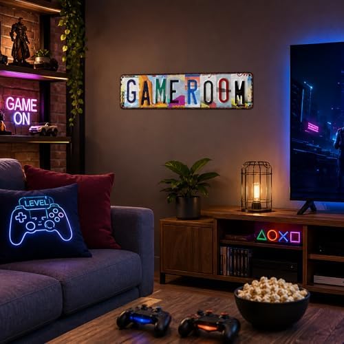 Game Room Vintage Metal Tin Sign, License Plate Style Wall Decor, Colorful Retro Design 4×16 Inch (26001) - Image 7